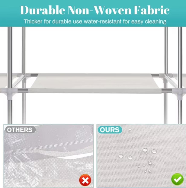 Portable Closet Organizer with Shelves Dustproof Non Woven Fabric Wardrobe Storage for Bedroom Home Easy Assembly Space Saving Clothing Rack