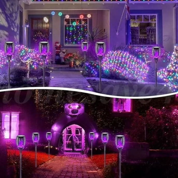 landscape lighting,Flame solar light,Flicker Solar light 4 pack Waterproof Solar Pathway Lights Landscape Lighting for Garden Lawn Patio Yard Outdoor