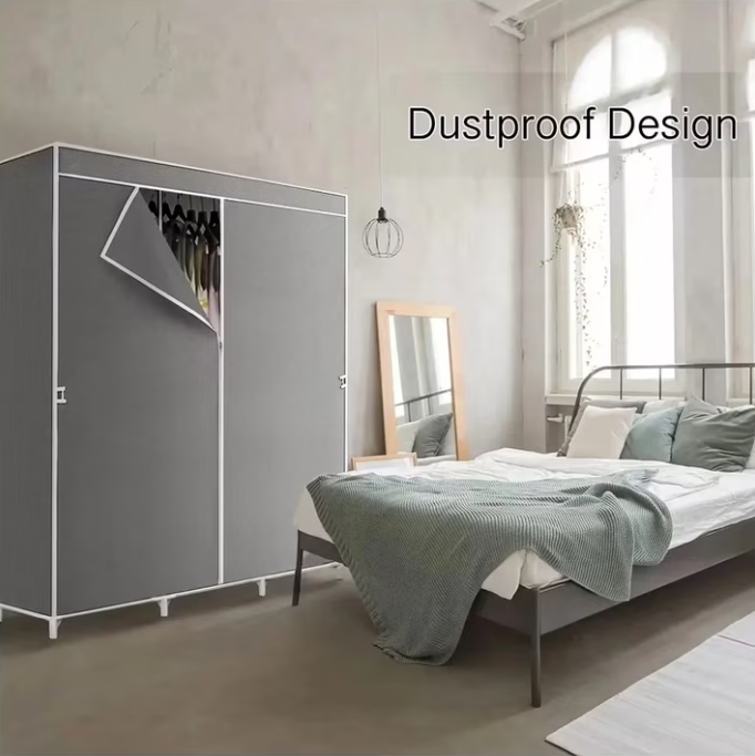 Portable wardrobe closet,portable closet For home bedroom adult wardrobe clothing rack shelf dustproof Non-woven fabric