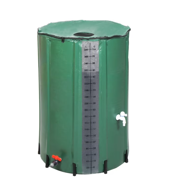 100 Gallon PVC Rain Barrel With Measuring Scale, Green