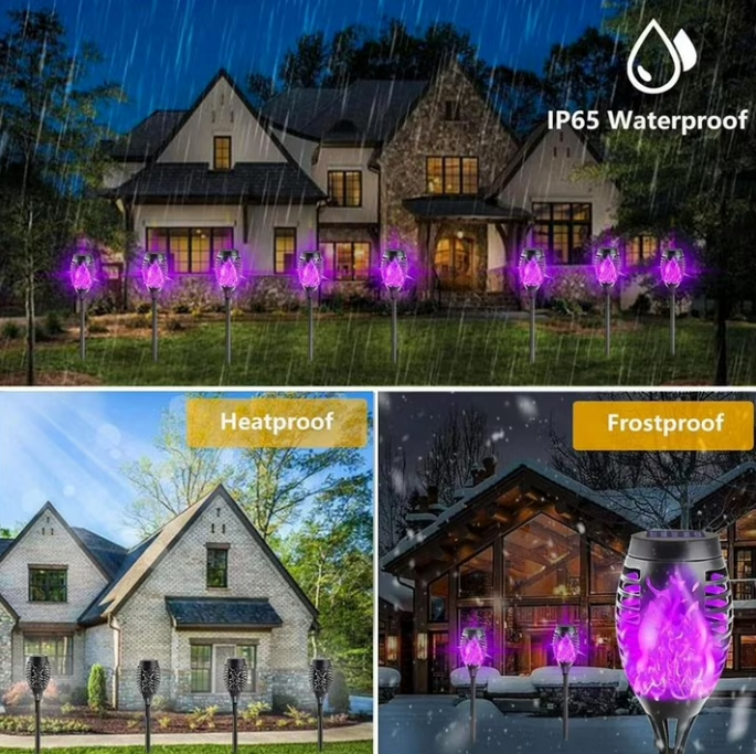 landscape lighting,Flame solar light,Flicker Solar light 4 pack Waterproof Solar Pathway Lights Landscape Lighting for Garden Lawn Patio Yard Outdoor