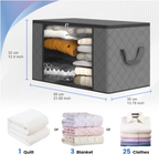 6 Pack Large Foldable Closet Organizer Storage Bags with Sturdy Handles for Comforters Blankets Bedding Grey