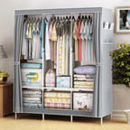 Portable Closet Organizer with Shelves Dustproof Non Woven Fabric Wardrobe Storage for Bedroom Home Space Saving Clothing Rack