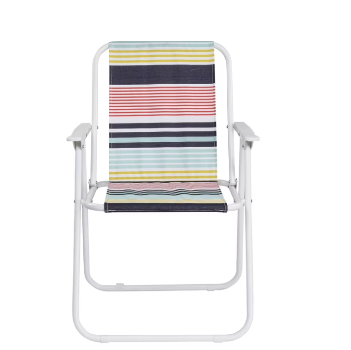 Colorful Striped Folding Beach Chair,Lightweight High Back Design,Portable for Camping & Lawn with Sturdy Armrests