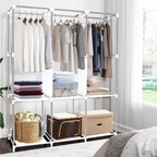 Portable Closet Organizer with Shelves Dustproof Non Woven Fabric Wardrobe Storage for Bedroom Home Space Saving Clothing Rack