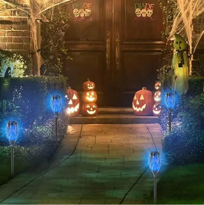landscape lighting,Flame solar light,Flicker Solar light 4 pack Waterproof Solar Pathway Lights for Garden Lawn Patio Yard Outdoor