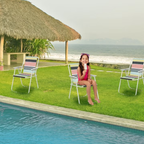 Colorful Striped Folding Beach Chair,Lightweight High Back Design,Portable for Camping & Lawn with Sturdy Armrests