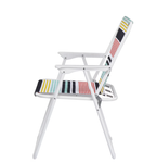 Colorful Striped Folding Beach Chair,Lightweight High Back Design,Portable for Camping & Lawn with Sturdy Armrests