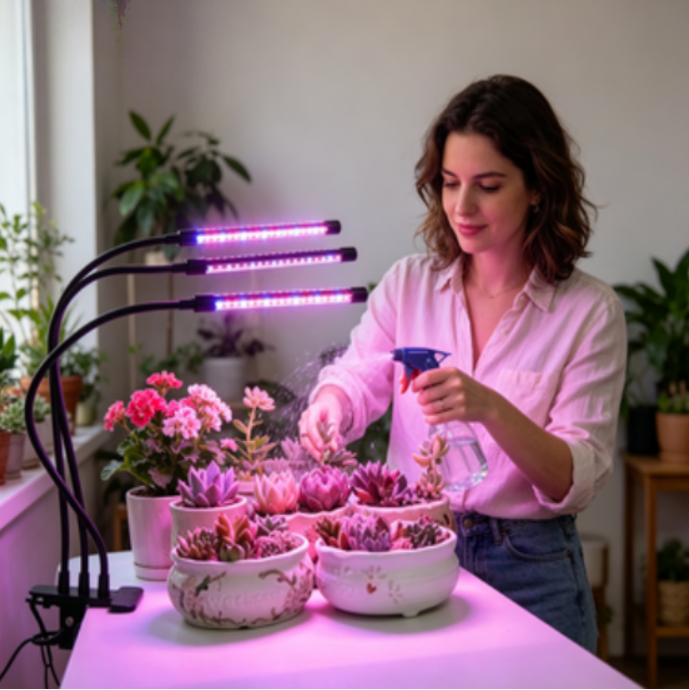 Feirrmimo LED Grow Lights for Indoor Plants,Full-Spectrum Grow Light with Automatic On/Off and 3/9/12-Hour Timer,3-Head Clip-On Plant Grow Light with 9 Dimmable Brightness Levels