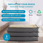 3 Pack Under Bed Storage Containers,Closet Organizers and Storage Bins,Foldable Underbed Storage Bags Visible Breathable Non-woven Closet Storage for Blanket,Comforter,Bedding