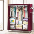 Portable Closet Organizer with Shelves Dustproof Non Woven Fabric Wardrobe Storage for Bedroom Home Easy Assembly Space Saving Clothing Rack