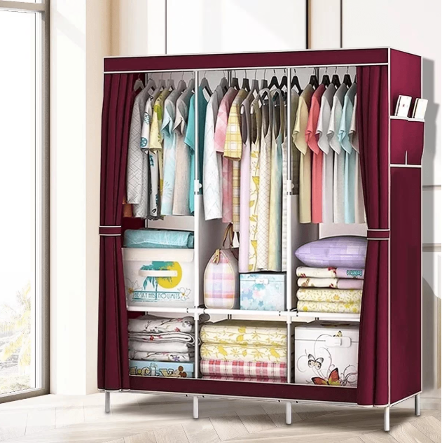 Portable Closet Organizer with Shelves Dustproof Non Woven Fabric Wardrobe Storage for Bedroom Home Easy Assembly Space Saving Clothing Rack