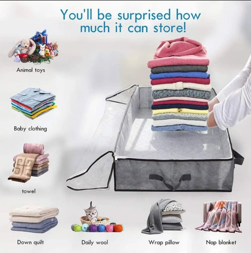 3 Pack Under Bed Storage Containers,Closet Organizers and Storage Bins,Foldable Underbed Storage Bags Visible Breathable Non-woven Closet Storage for Blanket,Comforter,Bedding