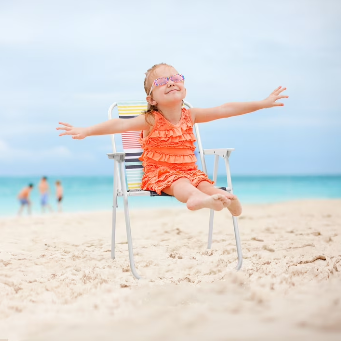 Colorful Striped Folding Beach Chair,Lightweight High Back Design,Portable for Camping & Lawn with Sturdy Armrests