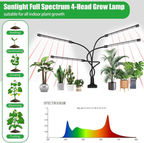 Feirrmimo LED Grow Lights for Indoor Plants,Full-Spectrum Grow Light with Automatic On/Off and 3/9/12-Hour Timer,4-Head Clip-On Plant Grow Light with 9 Dimmable Brightness Levels