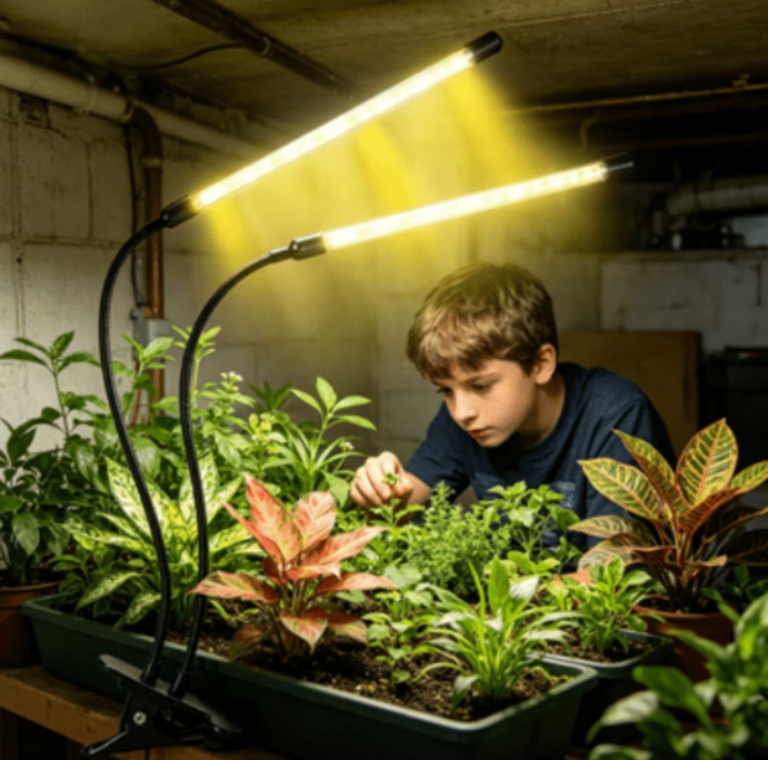 Full Spectrum LED Grow Light for Indoor Plants,full-spectrum supplemental lights, 5 Dimming Levels, 3/9/12H Auto On Off Timing Clip Plant Lamp