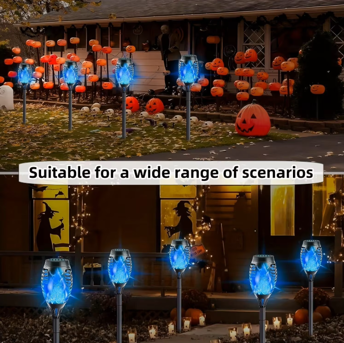 landscape lighting,Flame solar light,Flicker Solar light 4 pack Waterproof Solar Pathway Lights for Garden Lawn Patio Yard Outdoor