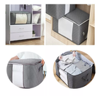 6 Pack Large Foldable Closet Organizer Storage Bags with Sturdy Handles for Comforters Blankets Bedding Grey