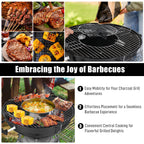 Portable Charcoal Grill Black 18 inch with Wheels Porcelain Enameled Lid & Ash Catcher for Outdoor BBQ Camping Picnics Tailgating