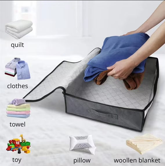 3 Pack Under Bed Storage Containers,Closet Organizers and Storage Bins,Foldable Underbed Storage Bags Visible Breathable Non-woven Closet Storage for Blanket,Comforter,Bedding