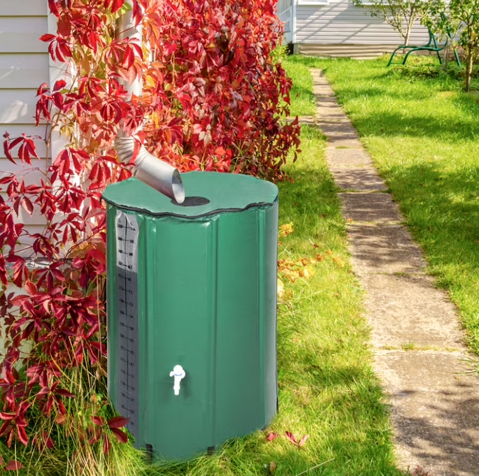 100 Gallon PVC Rain Barrel With Measuring Scale, Green