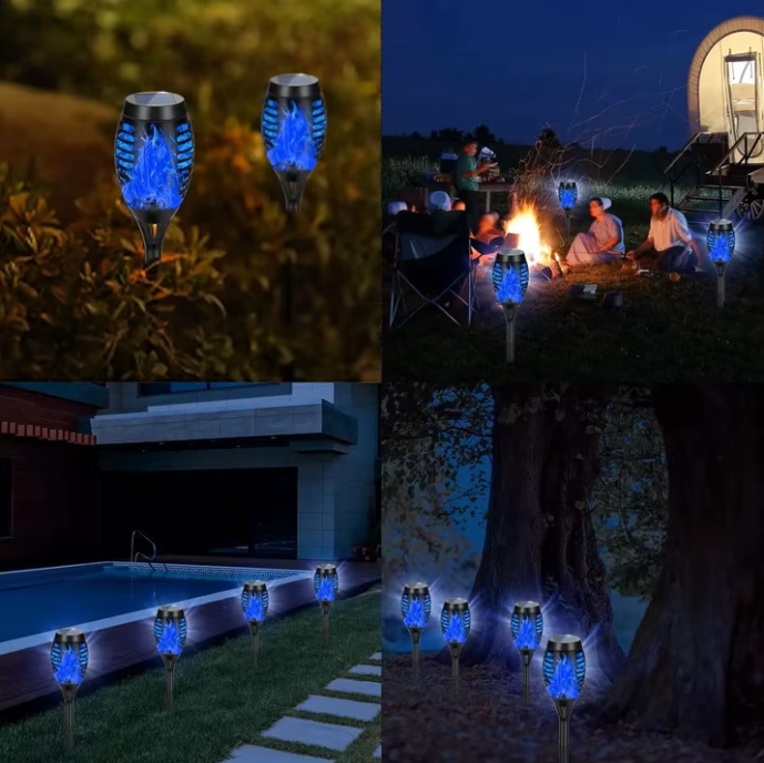 landscape lighting,Flame solar light,Flicker Solar light 4 pack Waterproof Solar Pathway Lights for Garden Lawn Patio Yard Outdoor