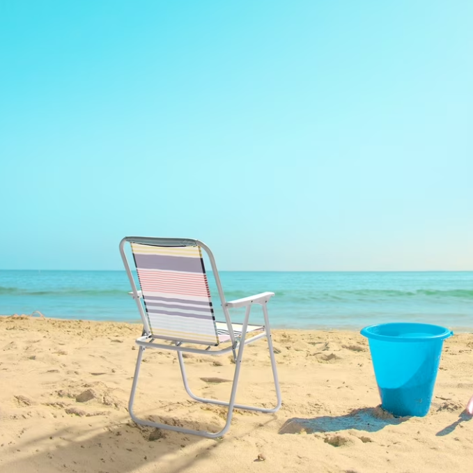 Colorful Striped Folding Beach Chair,Lightweight High Back Design,Portable for Camping & Lawn with Sturdy Armrests