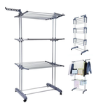 Feirrmimo Clothes Drying Rack,Oversized 4-Tier,Foldable Stainless Steel Drying Rack Clothing,Movable Drying Rack Poles