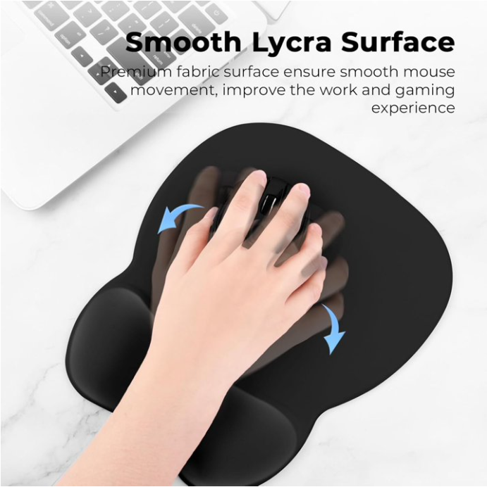 2 Black Pack Mouse Pad with Wrist Support, Ergonomic Gaming Mouse Pad Pain Relief, Portable Comfortable Mousepad for Computer, Laptop, Office, Home Non-Slip Base