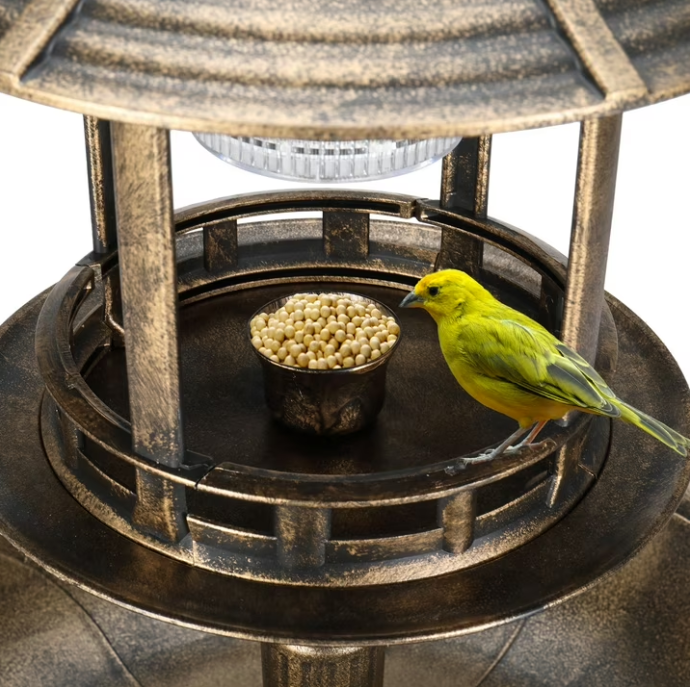 Bird Bath with Solar Powered Fountains for Hummingbirds,Stable Stylish Design with 5-Prong Base Stake Plastic Bird Bath for Outside Patio Yard Garden