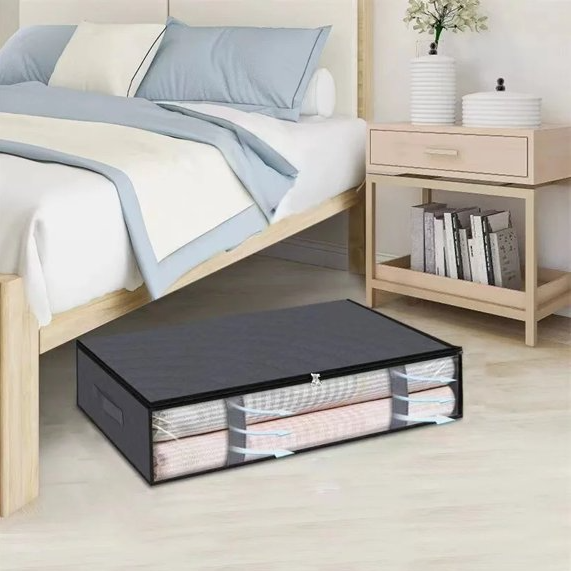3 Pack Under Bed Storage Containers,Closet Organizers and Storage Bins,Foldable Underbed Storage Bags Visible Breathable Non-woven Closet Storage for Blanket,Comforter,Bedding