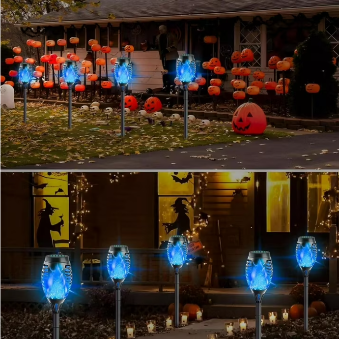 landscape lighting,Flame solar light,Flicker Solar light 4 pack Waterproof Solar Pathway Lights for Garden Lawn Patio Yard Outdoor