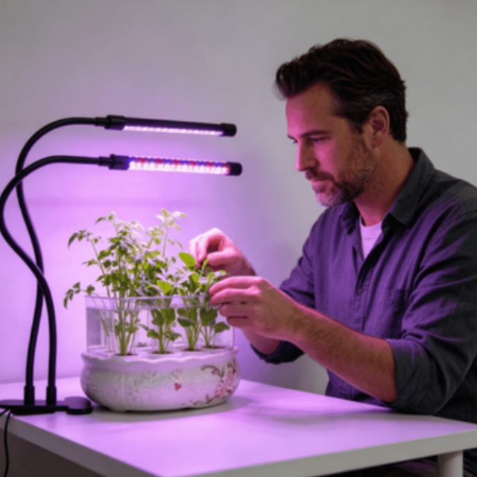 Feirrmimo LED Grow Lights for Indoor Plants,Full-Spectrum Grow Light with Automatic On/Off and 3/9/12-Hour Timer,2-Head Clip-On Plant Grow Light with 9 Dimmable Brightness Levels