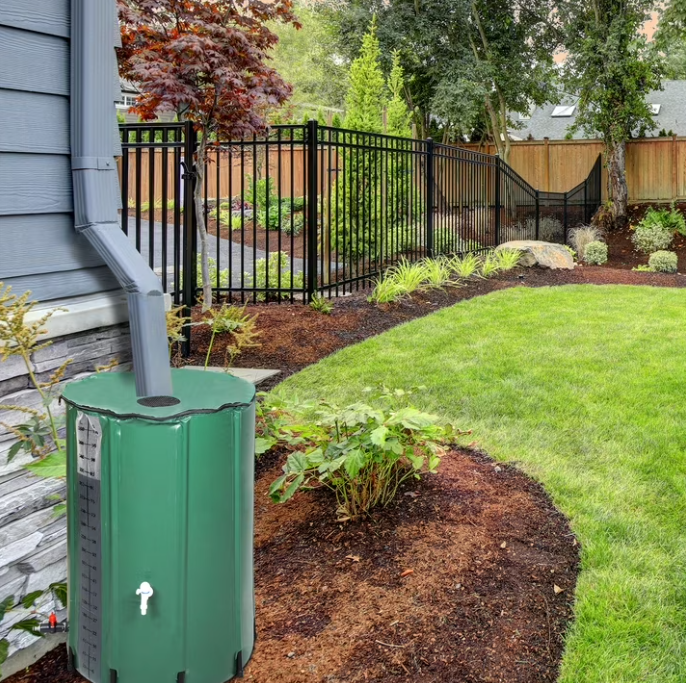 100 Gallon PVC Rain Barrel With Measuring Scale, Green
