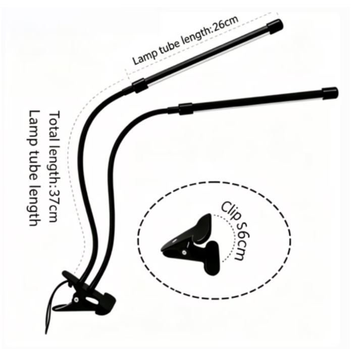 Full Spectrum LED Grow Light for Indoor Plants,full-spectrum supplemental lights, 5 Dimming Levels, 3/9/12H Auto On Off Timing Clip Plant Lamp