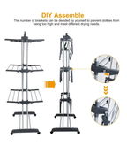 Feirrmimo Clothes Drying Rack,Oversized 4-Tier,Foldable Stainless Steel Drying Rack Clothing,Movable Drying Rack Poles