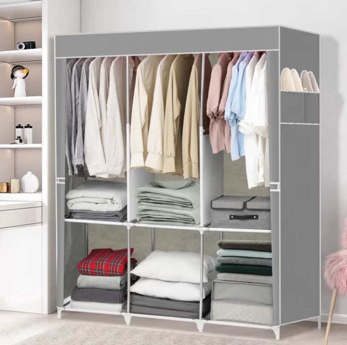 Portable wardrobe closet,portable closet For home bedroom adult wardrobe clothing rack shelf dustproof Non-woven fabric
