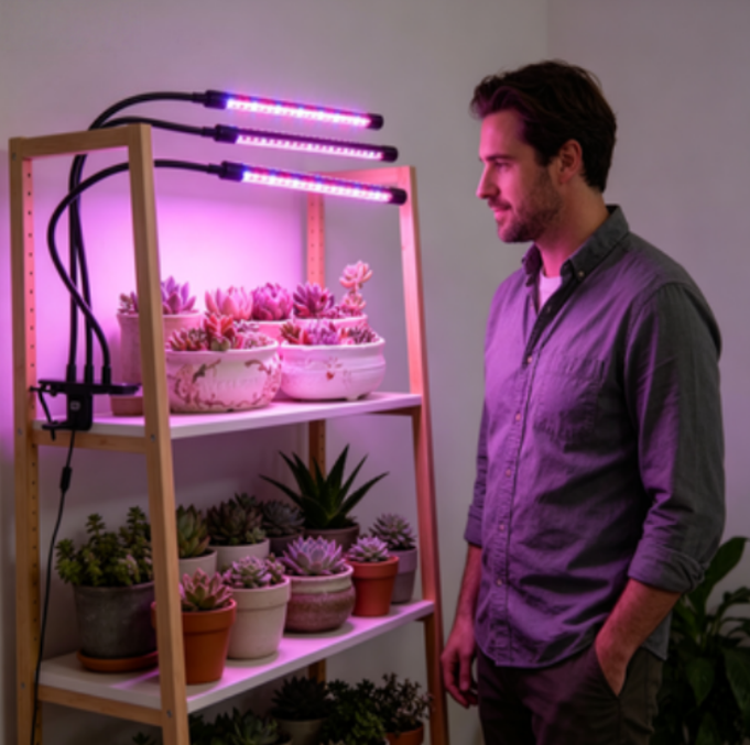 Feirrmimo LED Grow Lights for Indoor Plants,Full-Spectrum Grow Light with Automatic On/Off and 3/9/12-Hour Timer,3-Head Clip-On Plant Grow Light with 9 Dimmable Brightness Levels