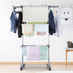 Feirrmimo Clothes Drying Rack,Oversized 4-Tier,Foldable Stainless Steel Drying Rack Clothing,Movable Drying Rack Poles