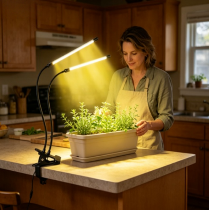 Full Spectrum LED Grow Light for Indoor Plants,full-spectrum supplemental lights, 5 Dimming Levels, 3/9/12H Auto On Off Timing Clip Plant Lamp