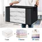 6 Pack Large Foldable Closet Organizer Storage Bags with Sturdy Handles for Comforters Blankets Bedding Black