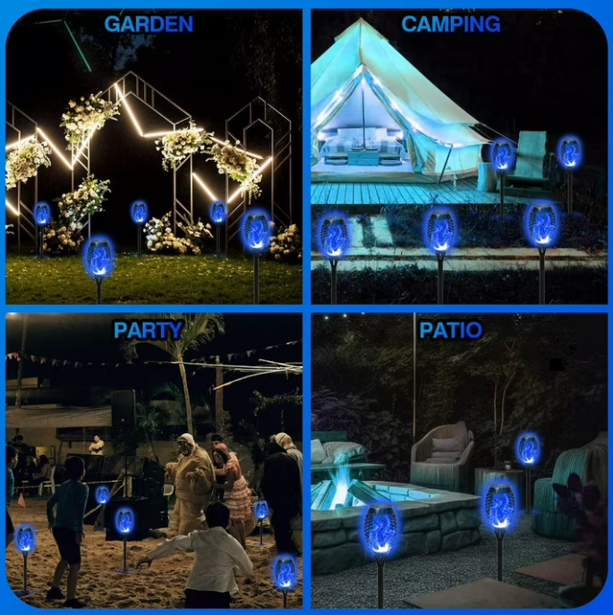 landscape lighting,Flame solar light,Flicker Solar light 4 pack Waterproof Solar Pathway Lights for Garden Lawn Patio Yard Outdoor