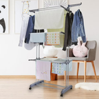 Feirrmimo Clothes Drying Rack,Oversized 4-Tier,Foldable Stainless Steel Drying Rack Clothing,Movable Drying Rack Poles
