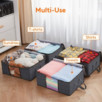 6 Pack Large Foldable Closet Organizer Storage Bags with Sturdy Handles for Comforters Blankets Bedding Grey