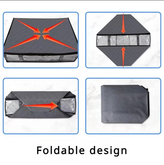 3 Pack Under Bed Storage Containers,Closet Organizers and Storage Bins,Foldable Underbed Storage Bags Visible Breathable Non-woven Closet Storage for Blanket,Comforter,Bedding