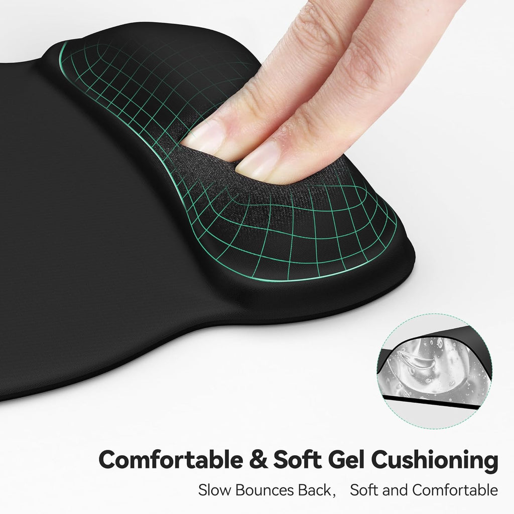 1 Black Pack Mouse Pad with Wrist Support, Ergonomic Gaming Mouse Pad Pain Relief, Portable Comfortable Mousepad for Computer, Laptop, Office, Home Non-Slip Base