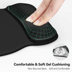 1 Black Pack Mouse Pad with Wrist Support, Ergonomic Gaming Mouse Pad Pain Relief, Portable Comfortable Mousepad for Computer, Laptop, Office, Home Non-Slip Base