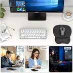 2 Black Pack Mouse Pad with Wrist Support, Ergonomic Gaming Mouse Pad Pain Relief, Portable Comfortable Mousepad for Computer, Laptop, Office, Home Non-Slip Base