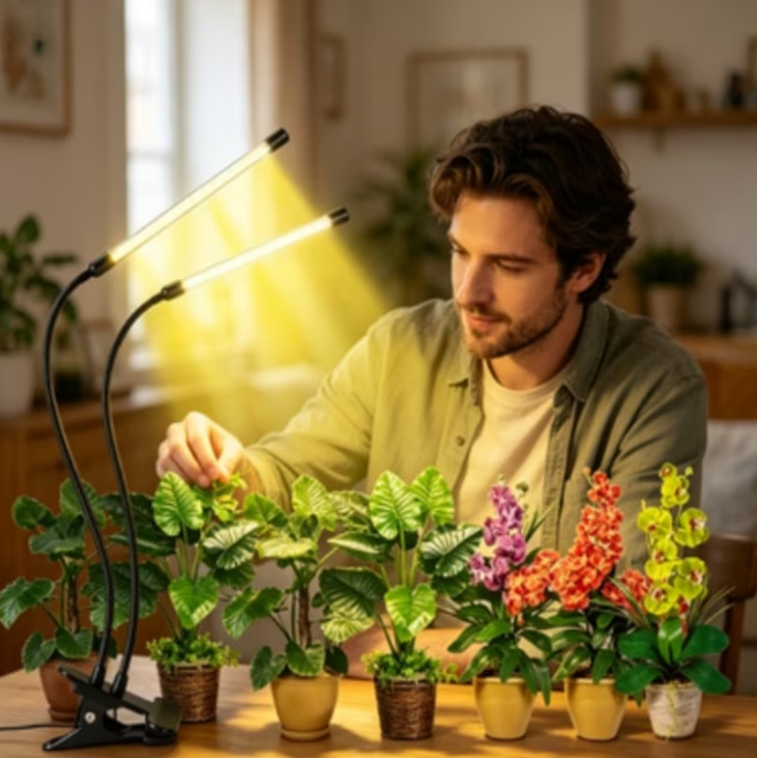 Full Spectrum LED Grow Light for Indoor Plants,full-spectrum supplemental lights, 5 Dimming Levels, 3/9/12H Auto On Off Timing Clip Plant Lamp