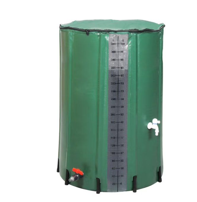 100 Gallon PVC Rain Barrel With Measuring Scale, Green
